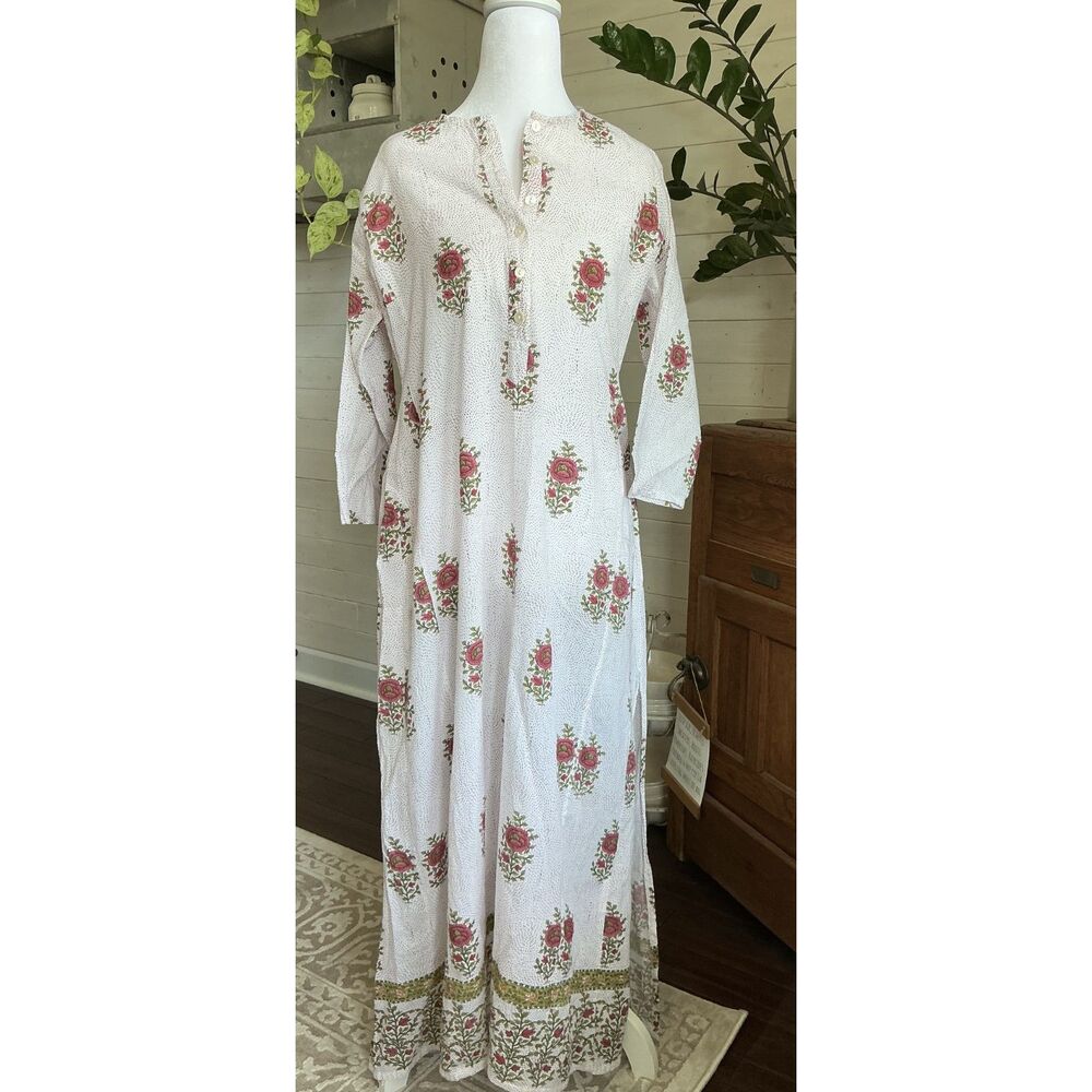 Roller Rabbit Valley Floral Serafina Bohemian Tunic Maxi Dress Size Small